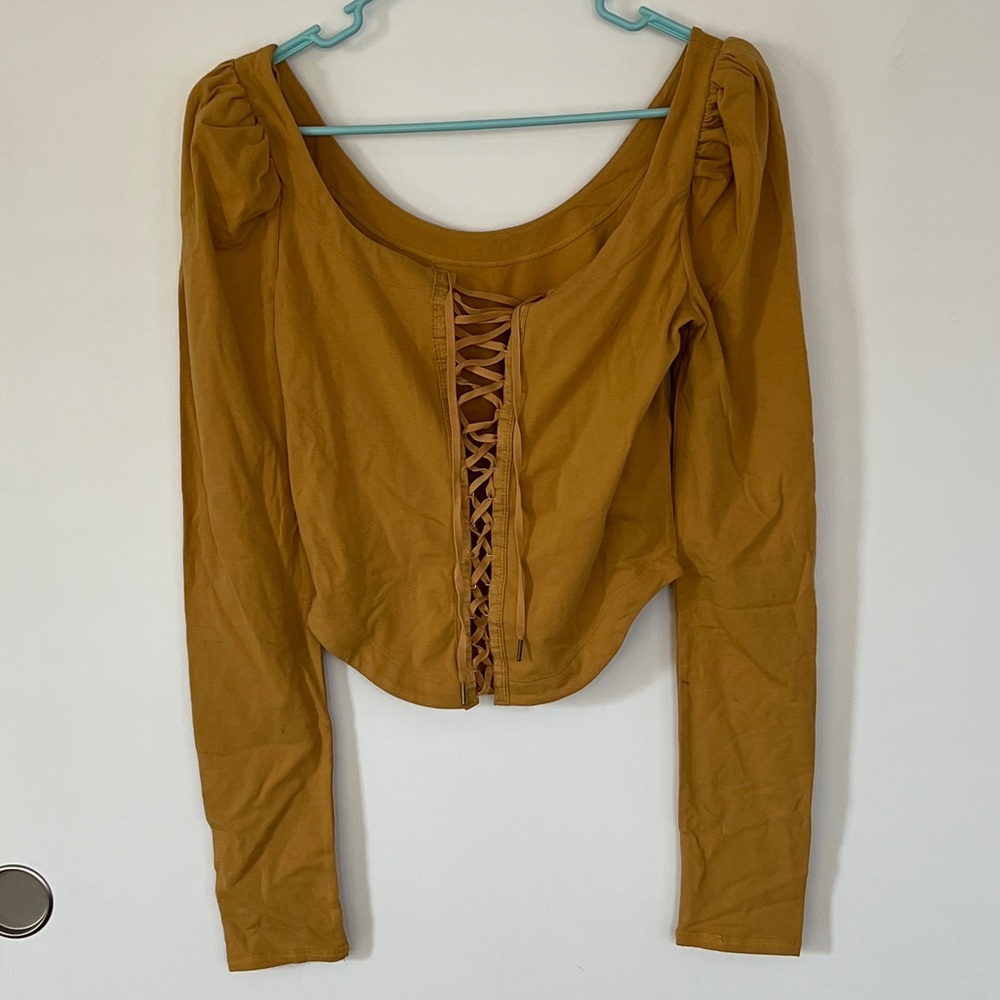 FREE PEOPLE mustard corset top M